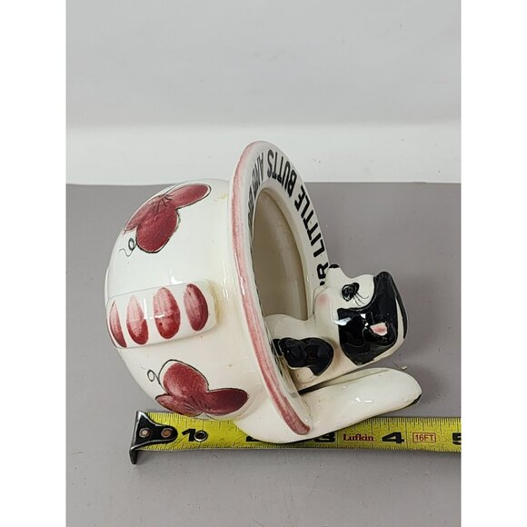 Vintage Ceramic‎ Skunk-Themed Ashtray With Floral Design & Humorous Text - Picture 10 of 10